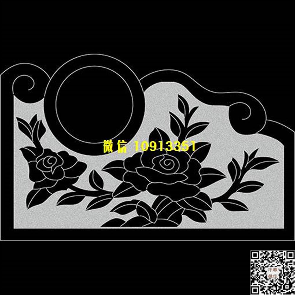 精雕图233牡丹栏板精雕图线雕图线条图单线铣底图_电脑雕刻plt文泰矢量图精雕图浮雕图